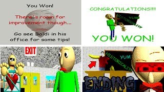 ALL ENDINGS Baldis Basics in Education and Learning v131 [upl. by Eisnil]