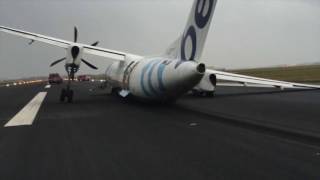 Flybe Plane Crash Lands at Amsterdams Schiphol Airport [upl. by Ardnalahs]