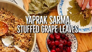 Turkish Stuffed Grape Leaves Yaprak Sarma  Dolma  Vegan Recipe [upl. by Marchese872]