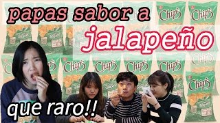 EXTANJEROS PRUEBAN PAPAS SABOR A JALAPEÑO POR PRIMERA VEZ │coreanita [upl. by Viviene]