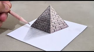 3d drawing pyramid on paper for beginners [upl. by Asilegna]