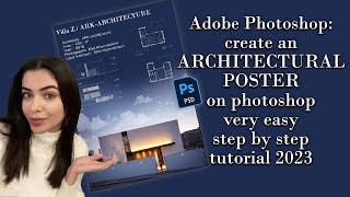 Adobe Photoshop create an architectural poster very easy step by step tutorial 2023 [upl. by Codding]