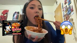 EATING THE SPICIEST RAMEN ðŸ¥µ  10kEddie [upl. by Relyuc587]