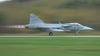 Saab JAS 39 Gripen Power  Full Afterburner Takeoffs [upl. by Yelrah]