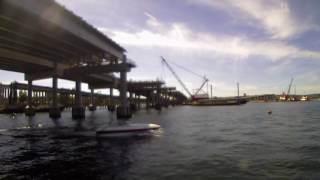 SR 520  Girder installation timelapse  West Approach Bridge North Project  Aug 2016 [upl. by Annehs]