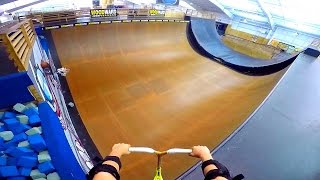 WORLDS BIGGEST INDOOR HALFPIPE ON SCOOTER [upl. by Darce]