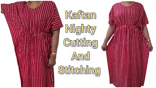 Kaftan nighty cutting and stitching  simple and modern nighty  Butterfly nighty [upl. by Enyedy835]