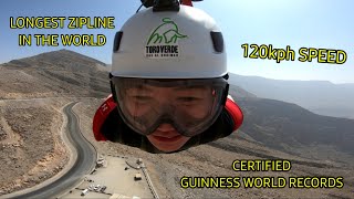 WORLDSLONGEST ZIPLINE JEBEL JAIS ZIP LINE RAS AL KHAIMAH GUINNESS WORLD RECORDS ZIPLINE [upl. by Asirrom13]