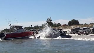 Retrieving a boat when the swell is pushing at Lancelin beach [upl. by Nevins]