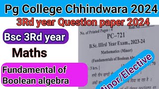 BSc 3Rd year Maths Minor question paper 2024 pg College Chhindwara mathamatics final year [upl. by Brightman153]