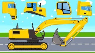 Excavator Construction machine with a Truck  Large and Mini Machinery  What cabin cartoons [upl. by Janine265]