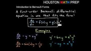 Bernoulli First Order Equations  Intro [upl. by Negam]