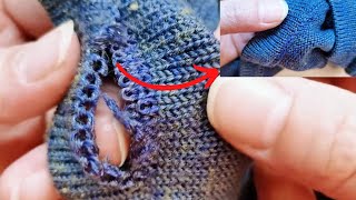 Repairing Holes In Cashmere Sweaters At Your Fingertips  Fix Hole in a Knitted Sweater [upl. by Rialb]