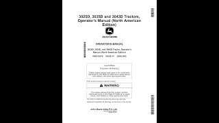 JOHN DEERE 3025D 01 PDF MANUAL [upl. by Stich]