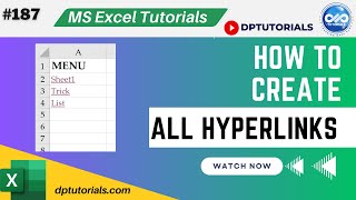 How to create a list of hyperlinks to all worksheets in an excel workbook [upl. by Mylan]