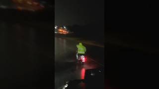 Moped stops a 80k lb semi in thunderstorm [upl. by Sethi]