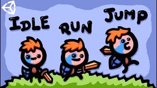 MAKING RUN IDLE amp JUMP 2D GAME ANIMATIONS  UNITY TUTORIAL [upl. by Llahsram]