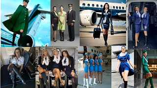 Flight Attendants in long leather high heel boots [upl. by Anitac]