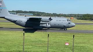 USAF C130H Hercules Take Off at Prestwick Airport August 2022 [upl. by Nahgeem]