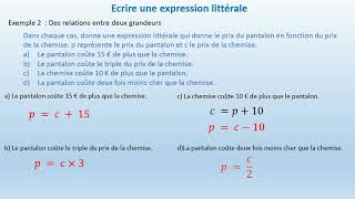 5°Calcul littéralEcrire une expression littérale [upl. by Dolhenty]