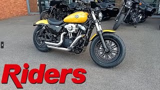 Harley Davidson Sportster XL1200X Forty Eight Yellow Walk around [upl. by Eidnil237]