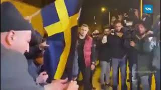 Turks fail to burn the Swedish flag outside the Swedish Consulate in Istanbul 🤡 [upl. by Merrill949]