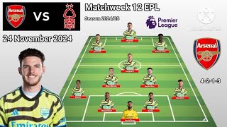 Arsenal vs Nottingham Forest  Arsenal 4213 With Kiwior Matchweek 12 Premier League 20242025 [upl. by Maisie]