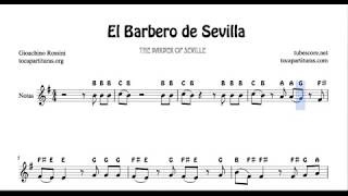 The Barber of Seville Easy Notes Sheet music for Flute Recorder Violin Oboe [upl. by Atinyl]