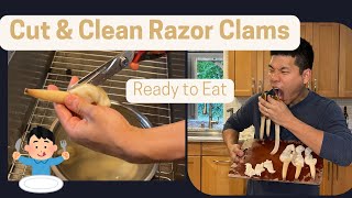 Cleaning Razor Clam Fast and Easy [upl. by Ueihttam352]