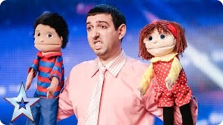 Comedian Adam has a little help from his friends  Audition Week 2  Britains Got Talent 2015 [upl. by Fronnia]