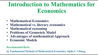 Introduction to Mathematics for Economics [upl. by Alecia]