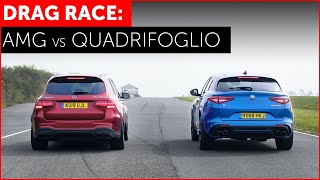 DRAG RACE MercedesAMG GLC 63S vs Alfa Romeo Stelvio Quadrifoglio w Tiff Needell [upl. by Kotto562]