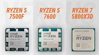 Ryzen 5 7500F vs Ryzen 5 7600 vs Ryzen 7 5800X3D w RTX 4090 Test in 7 games [upl. by Rutra]