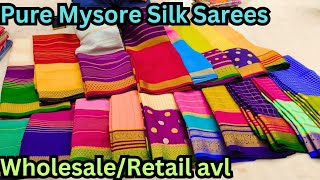 Chickpet Bangalore WholesaleRetail Pure Mysore Silk Sarees Single piece courier avl [upl. by Cly]