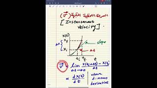 Chapter1Lecture 3 Instantaneous speed and velocity السرعة اللحظية القياسية و المتجهة [upl. by Male189]