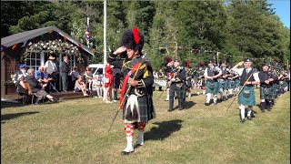 Scotland the Brave as Drum Major leads Pipes and Drums on the march off at 2023 Drumtochty Games [upl. by Tirrell]