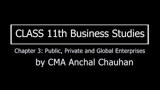 Class 11th Business Studies  Public Private amp Global Enterprises by CMA Anchal Chauhan [upl. by Uela]