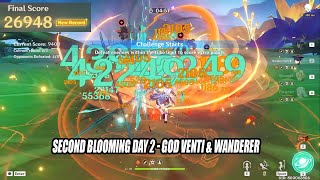 Second Blooming Day 2  26948 Score  God Venti amp Wanderer Satisfying Fire Storm Combo [upl. by Rafaellle]