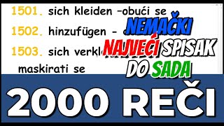 2000 NEMAČKIH REČI  SA RAZLIČITIH NIVOA  NAJVEĆI SPISAK DO SADA  OTKRIVAM VAM MOJU RIZNICU REČI [upl. by Suryt637]