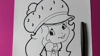 How to Draw Strawberry Shortcake  Easy Drawing Tutorial [upl. by Agnot]