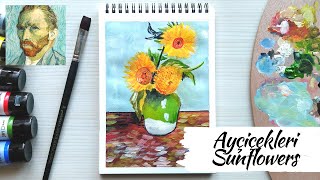 Akrilik Boya Van Gogh Ayçiçekleri  Acrylic Paint Van Gogh Sunflowers [upl. by Tabina]