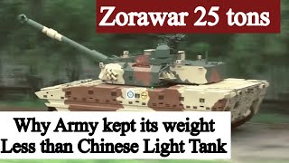 Why Indian light tank Zorawar’s weight kept at 25 tons  Strategic advantages over Chinese PLA tanks [upl. by Husch324]