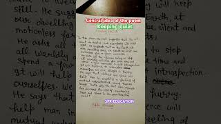 Keeping quiet1shorts2024  Central idea of the poemclass 12english up board 2024 [upl. by Eenet16]