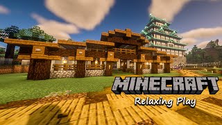 Building a Barn and Stable in Japanese Base  Minecraft No Commentary [upl. by Eiffe]