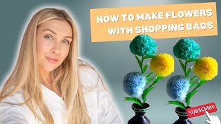 how to make flowers with shopping bags  how to make flower with shopping bag  polythene bag flower [upl. by Hujsak562]