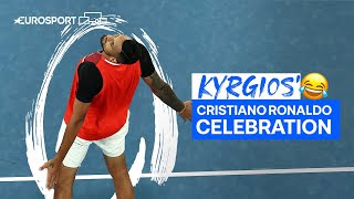 Nick Kyrgios produces Cristiano Ronaldo celebration after Australian Open win  Eurosport Tennis [upl. by Handbook384]