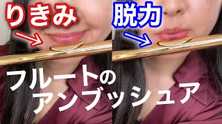 【フルートアンブッシュア】口に力がはいったり、口の形がずれて安定しない時は？finding your flute embouchure [upl. by Artied]