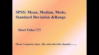 SPSS Mean Median Mode Standard deviation and Range [upl. by Cath]