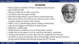 Math History 33 Plato Aristotle Alexander and the Expansion of Greek Culture [upl. by Wardieu]