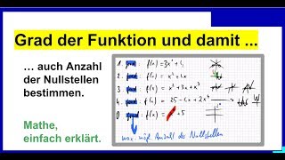 Grad der Funktion und so auch maximale Anzahl der Nullstellen bestimmen [upl. by Yatnuahc]